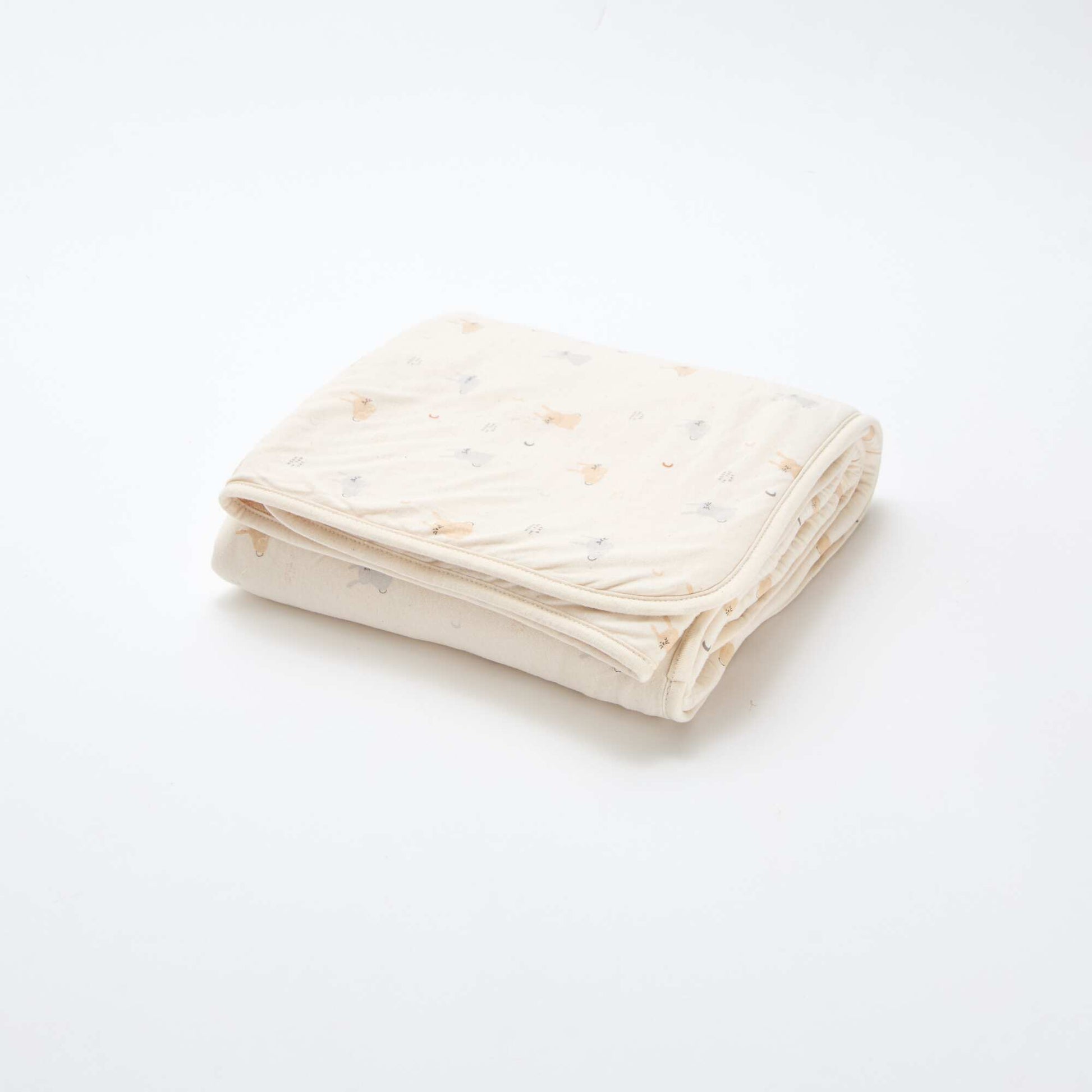 Printed blanket with fleecy lining BEIGE