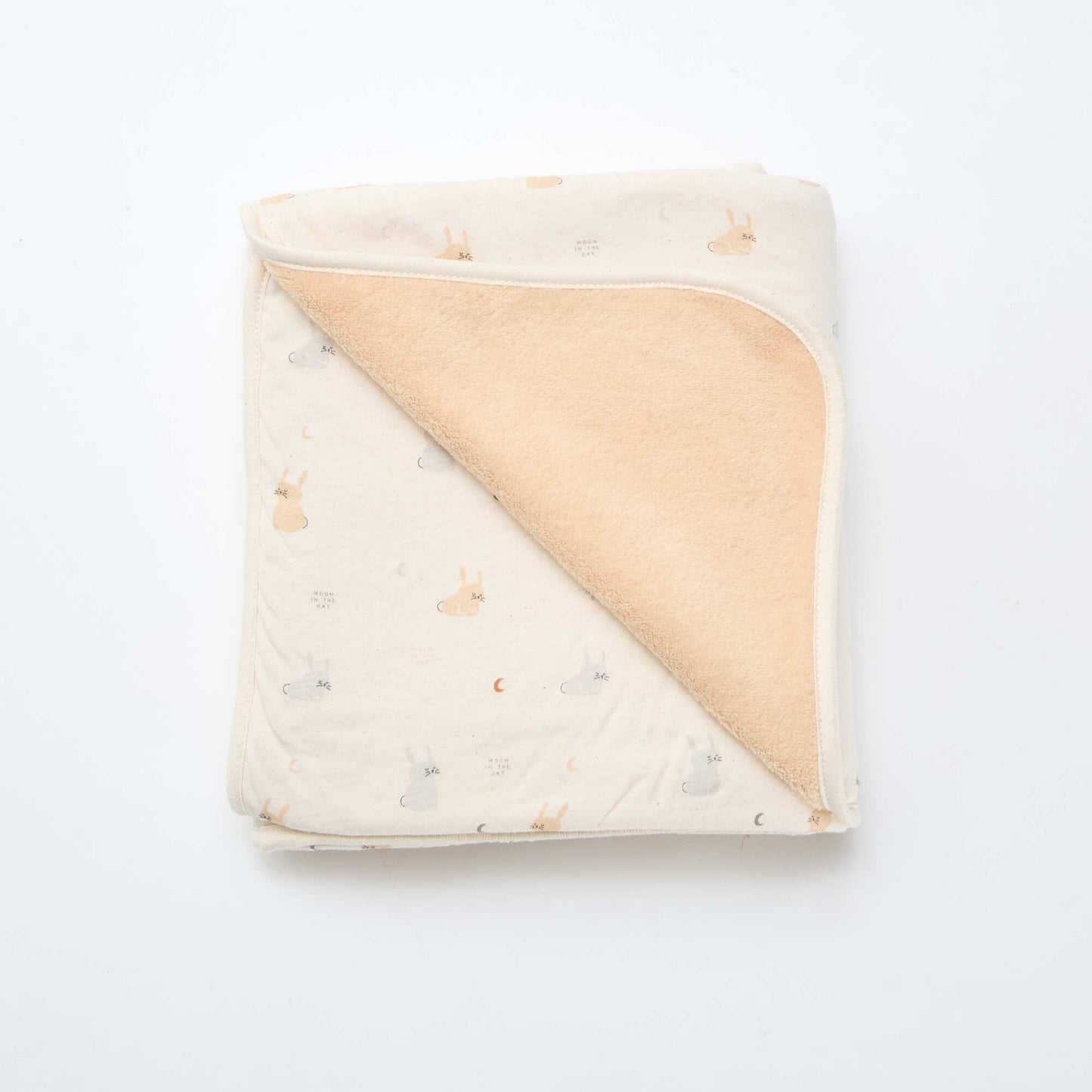 Printed blanket with fleecy lining BEIGE
