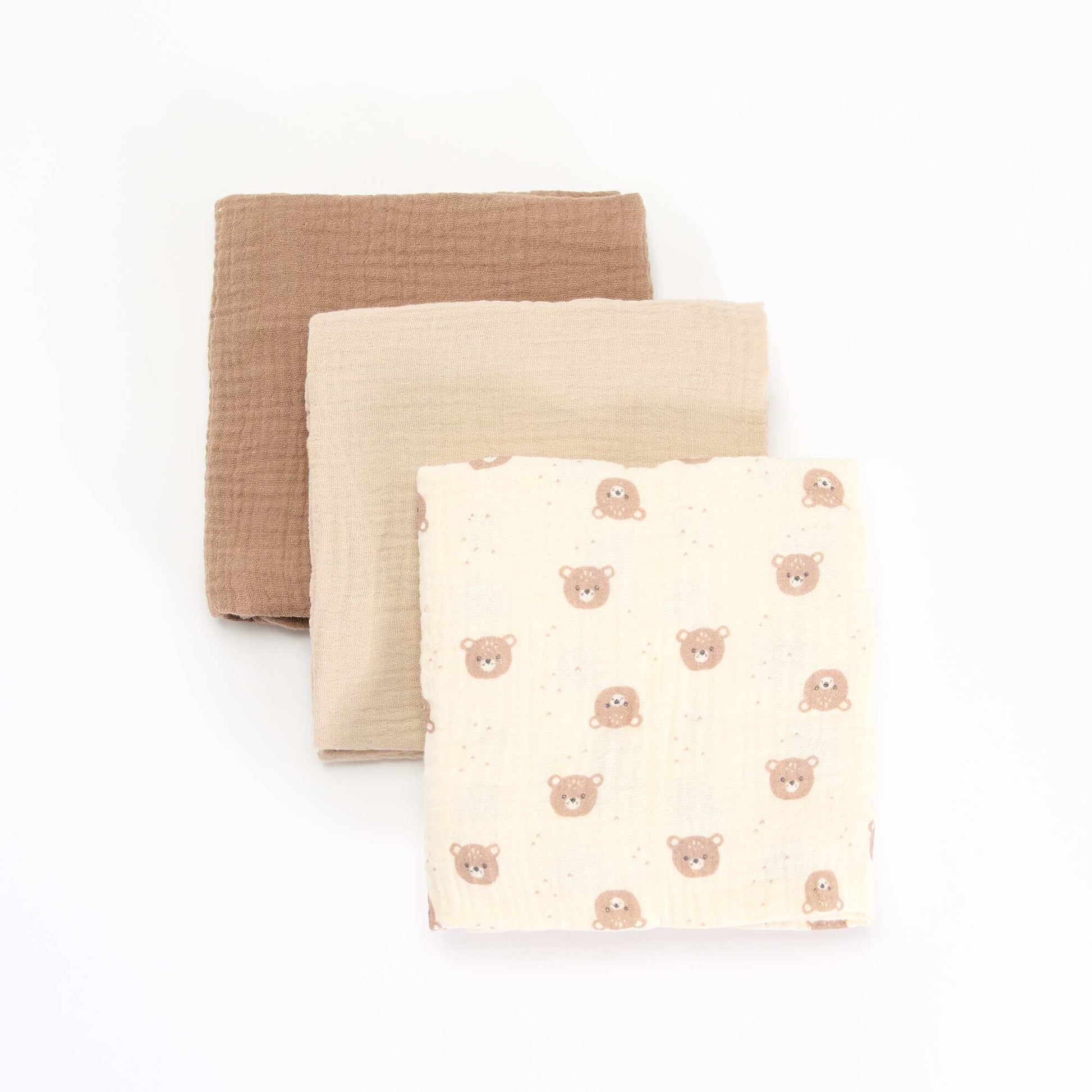 3-Pack Muslin Swaddles BEIGE