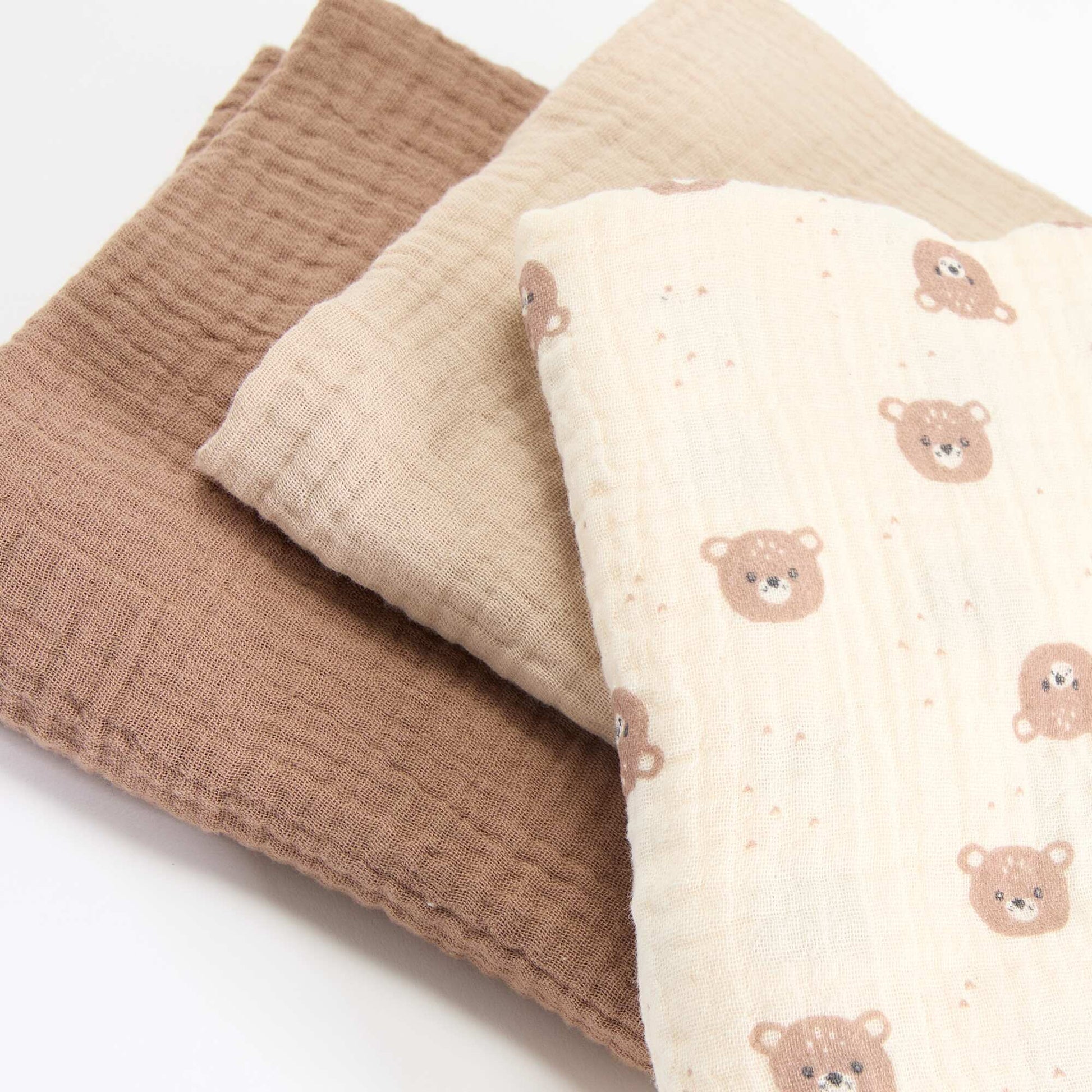 3-Pack Muslin Swaddles BEIGE