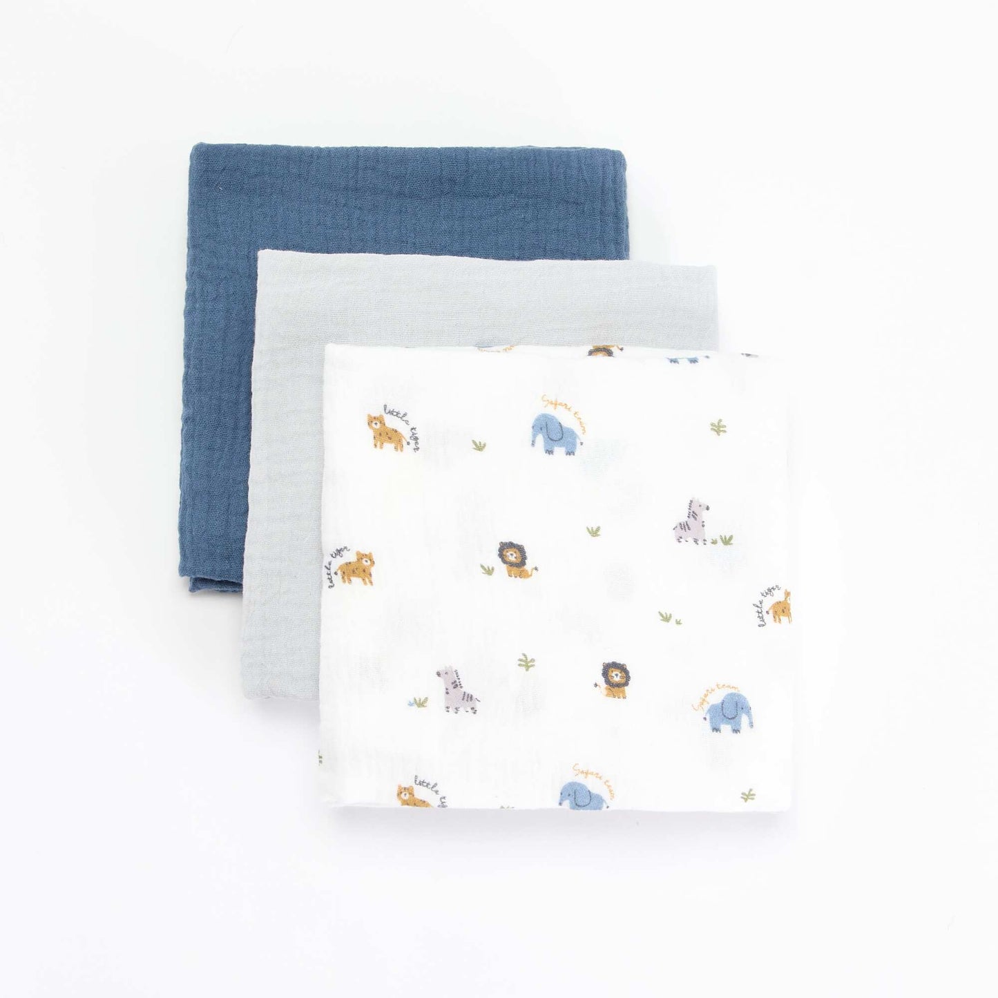 3-Pack Muslin Swaddles BLUE