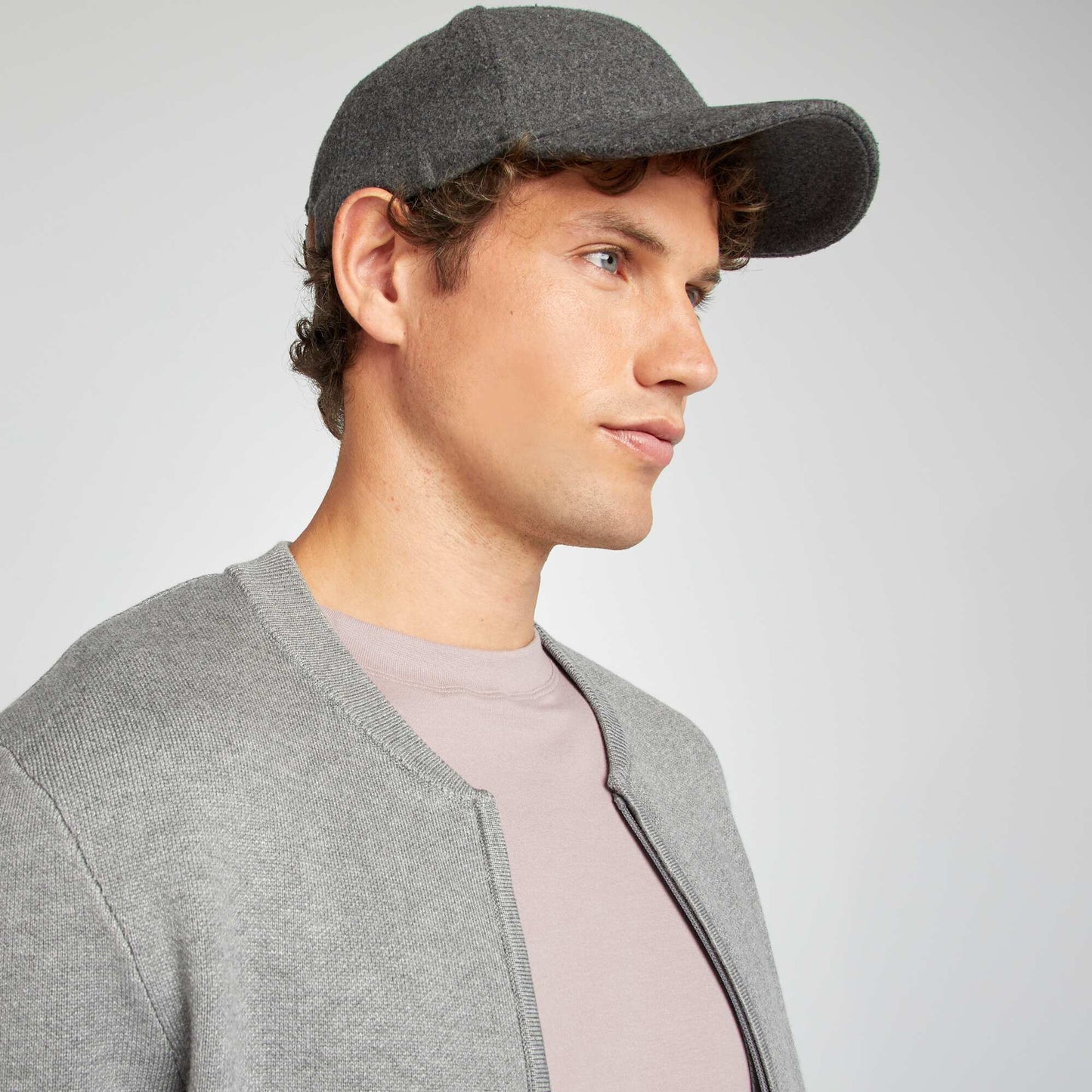 Chunky knit zip-up cardigan GREY