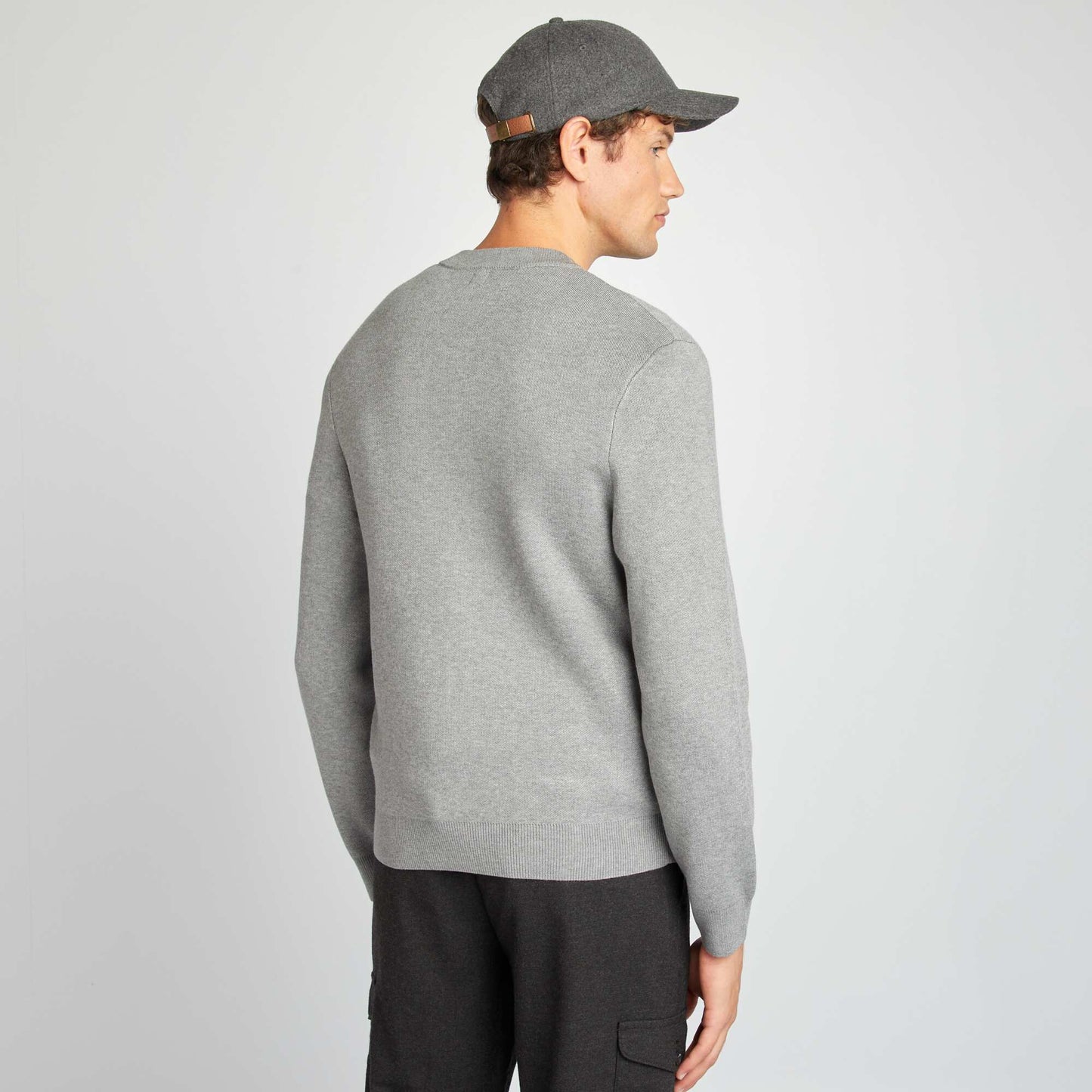Chunky knit zip-up cardigan GREY