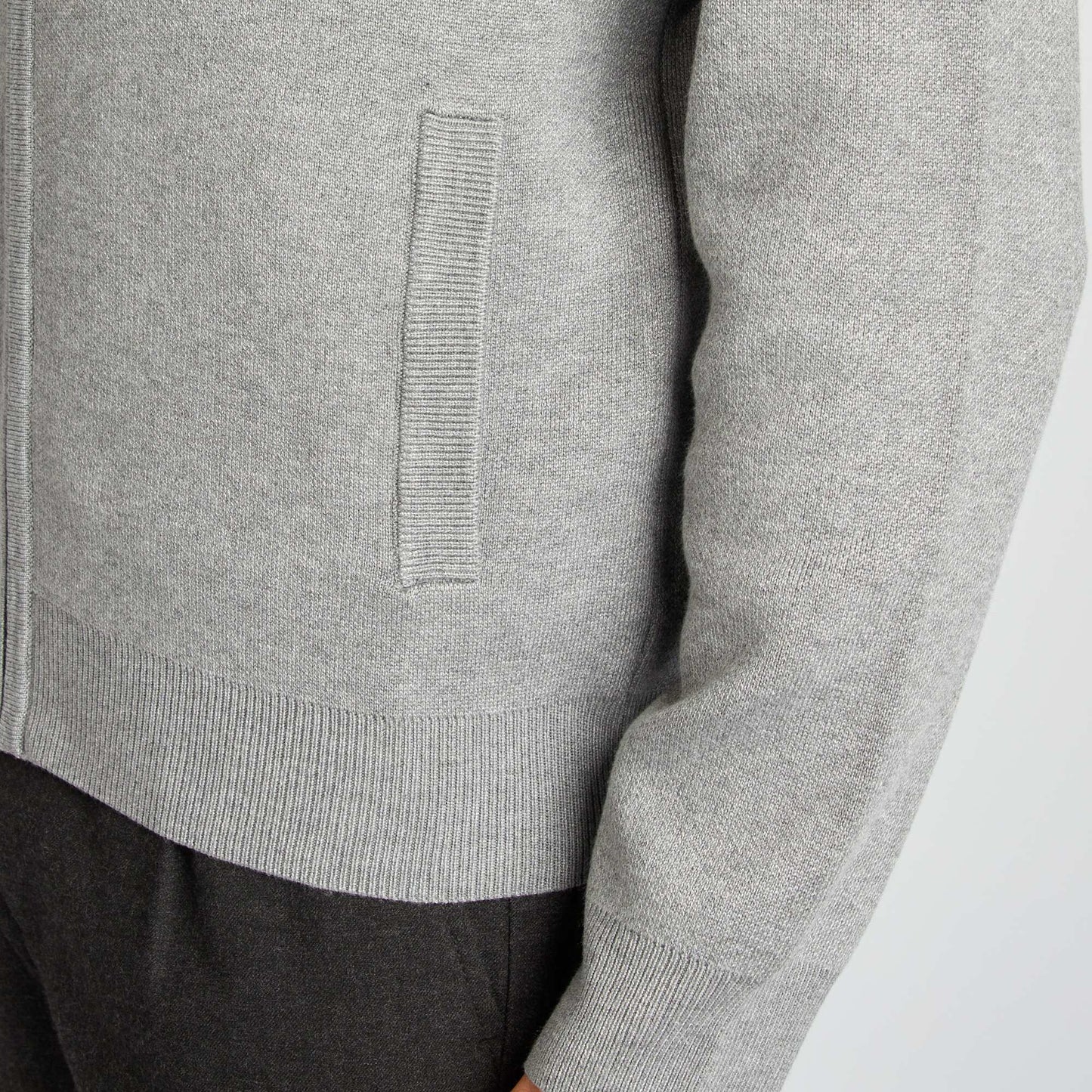 Chunky knit zip-up cardigan GREY