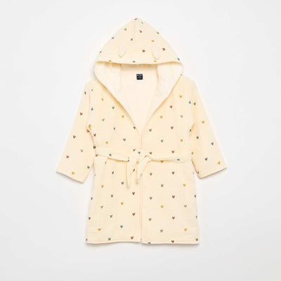 Terry and Cotton Gauze Bathrobe - Kiabi Home BEIGE