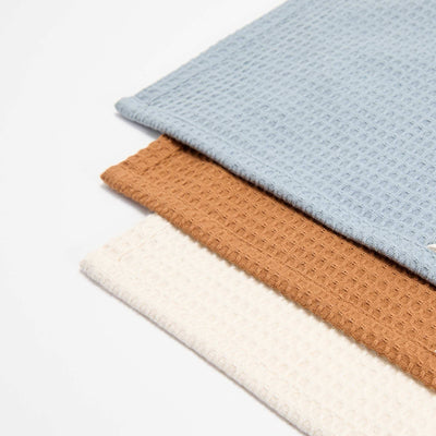Set of 3 Rectangular Honeycomb Tea Towels BLUE