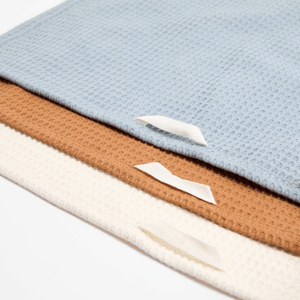 Set of 3 Rectangular Honeycomb Tea Towels BLUE