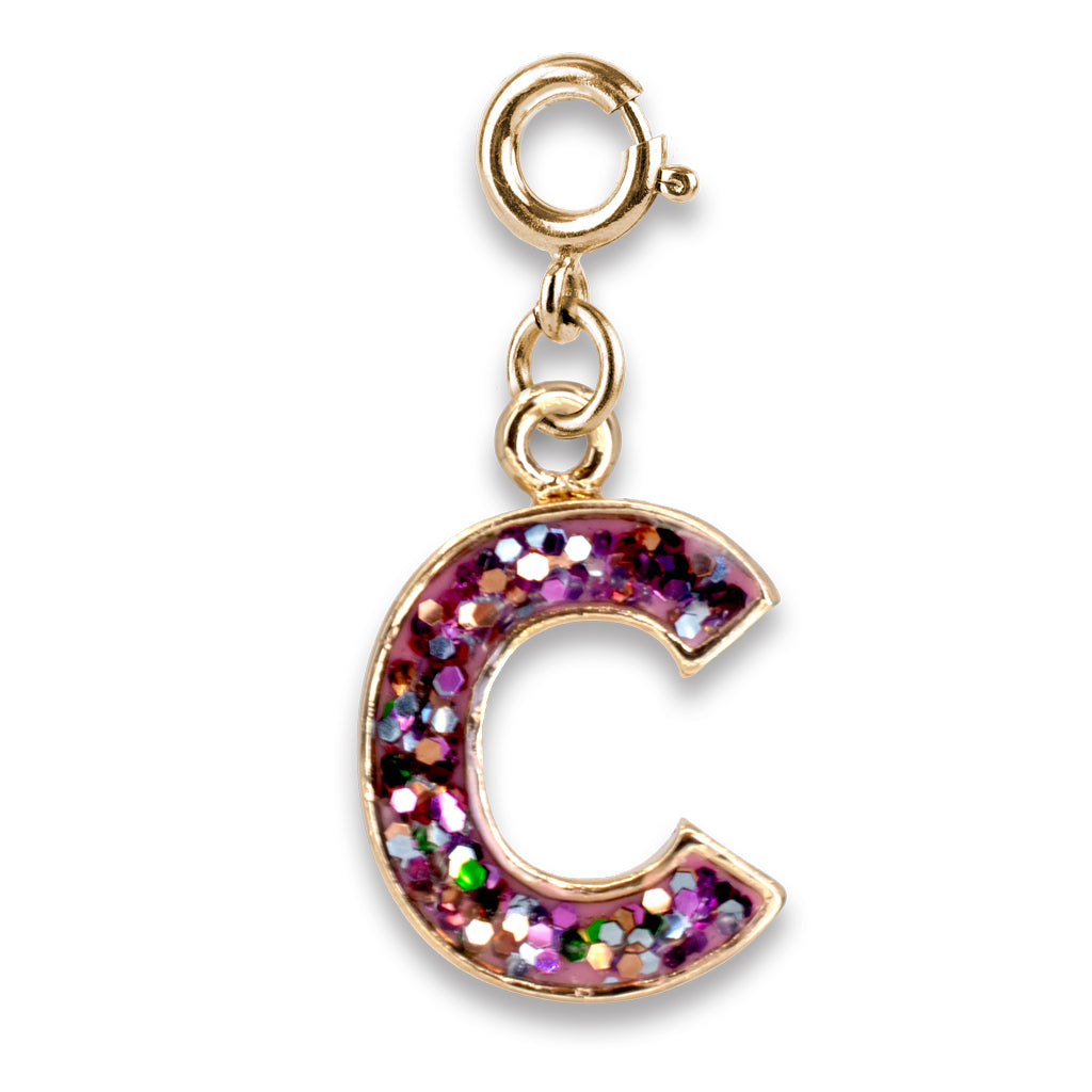 Gold Glitter Initials - C Charm