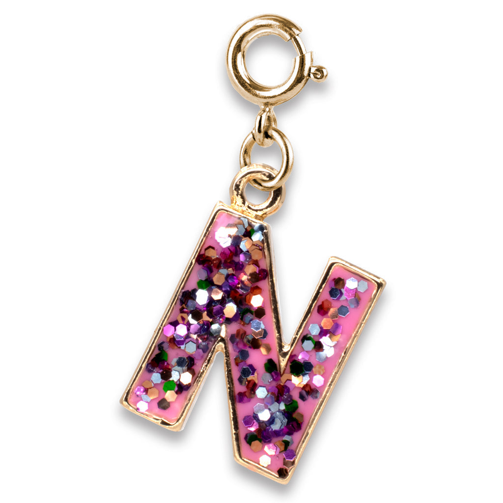 Gold Glitter Initials - N Charm
