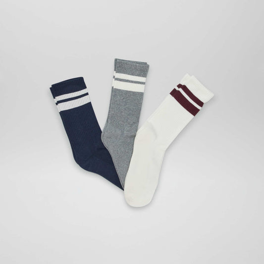 Long knitted socks - Pack of 3 BLUE
