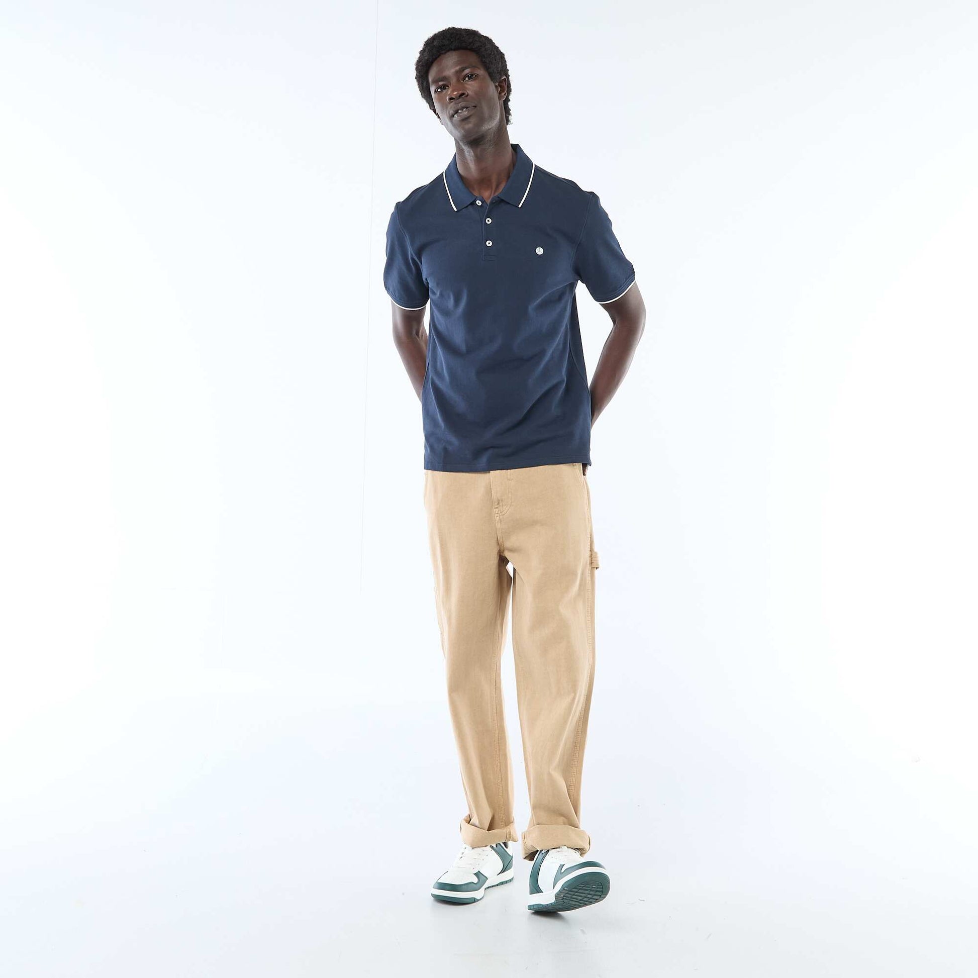 Cotton piqué polo shirt BEIGE