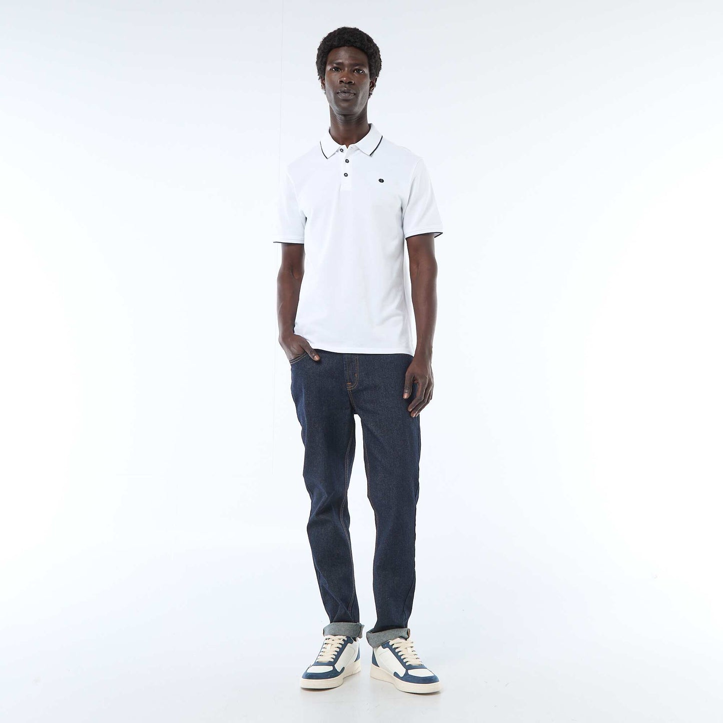 Cotton piqué polo shirt WHITE