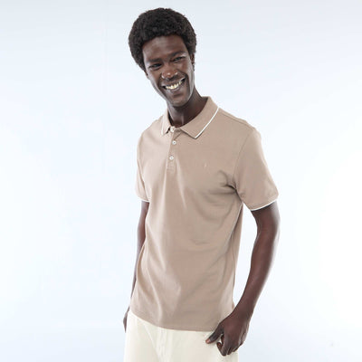 Cotton piqué polo shirt BEIGE