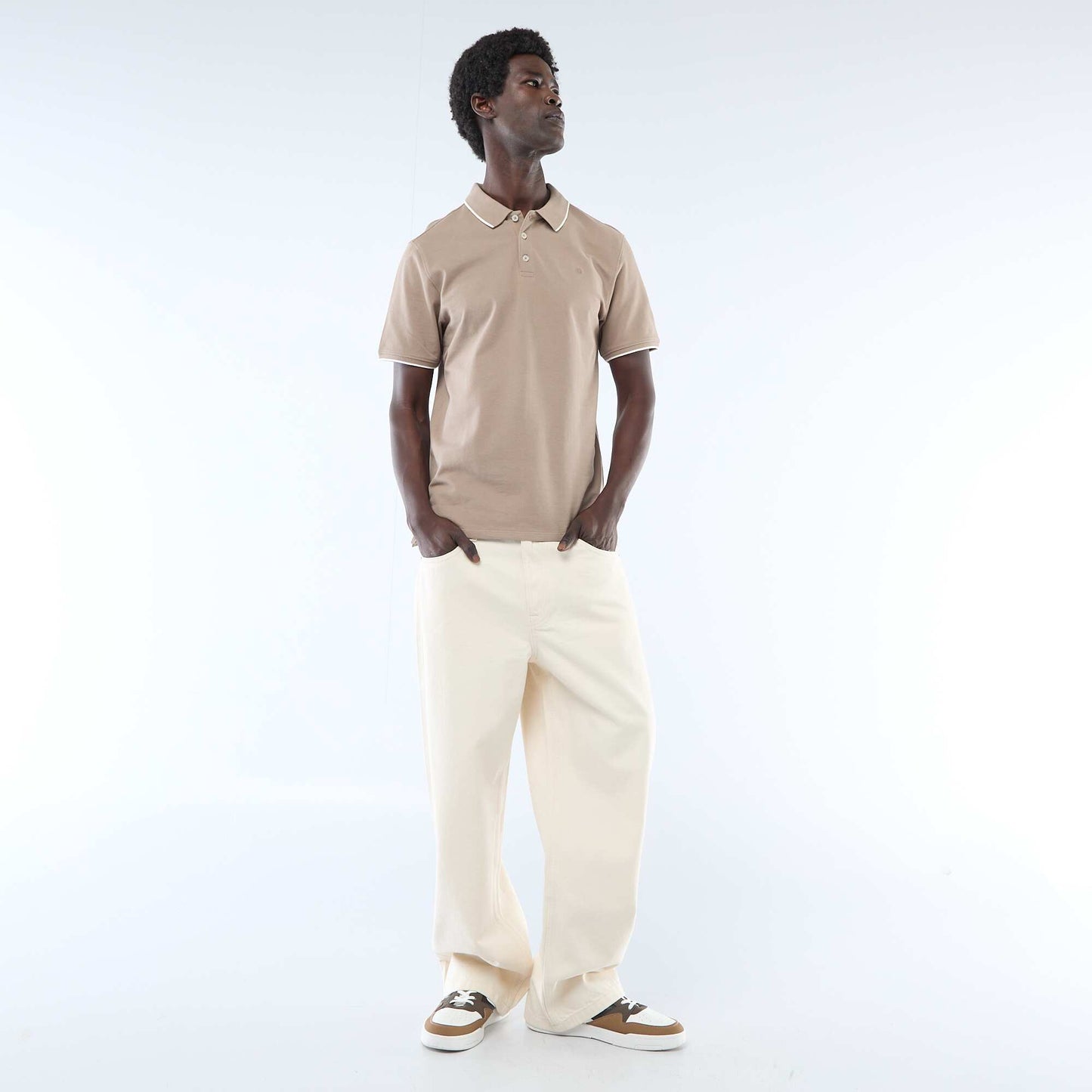 Cotton piqué polo shirt BEIGE