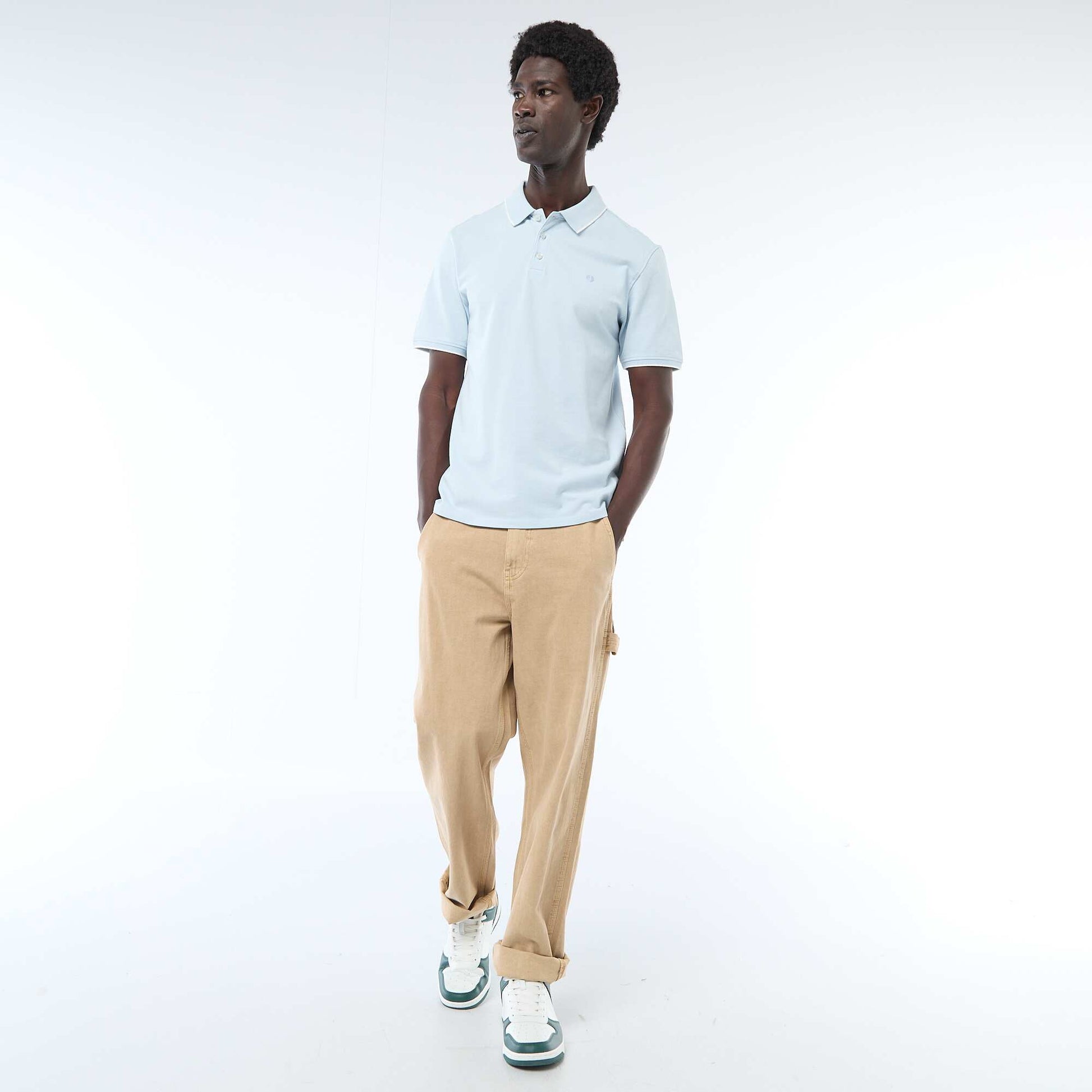 Cotton piqué polo shirt BLUE