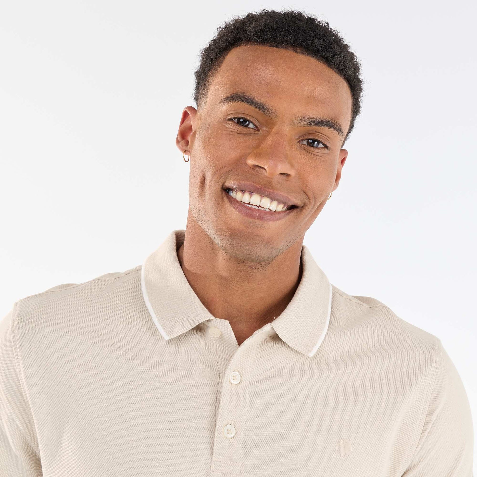 Cotton piqué polo shirt BEIGE