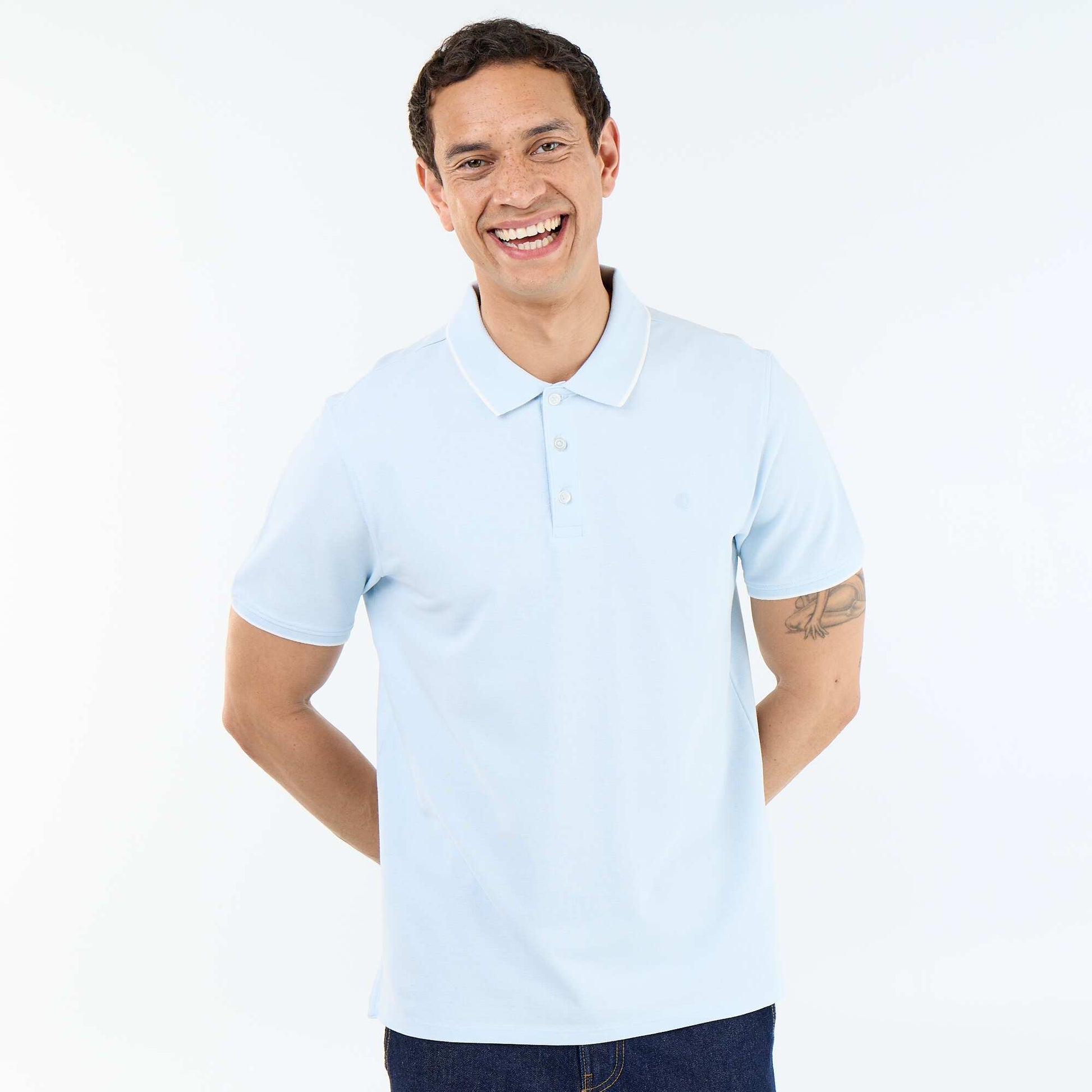 Cotton piqué polo shirt BLUE