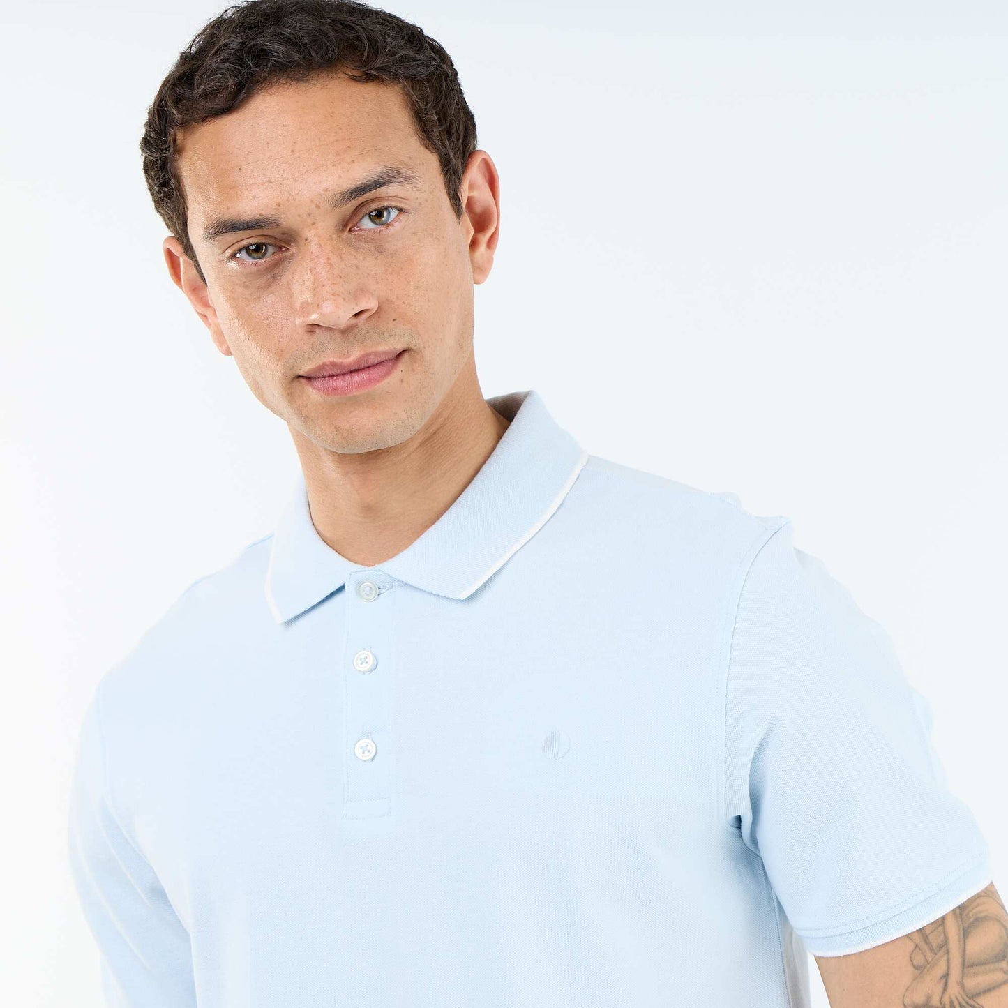 Cotton piqué polo shirt BLUE