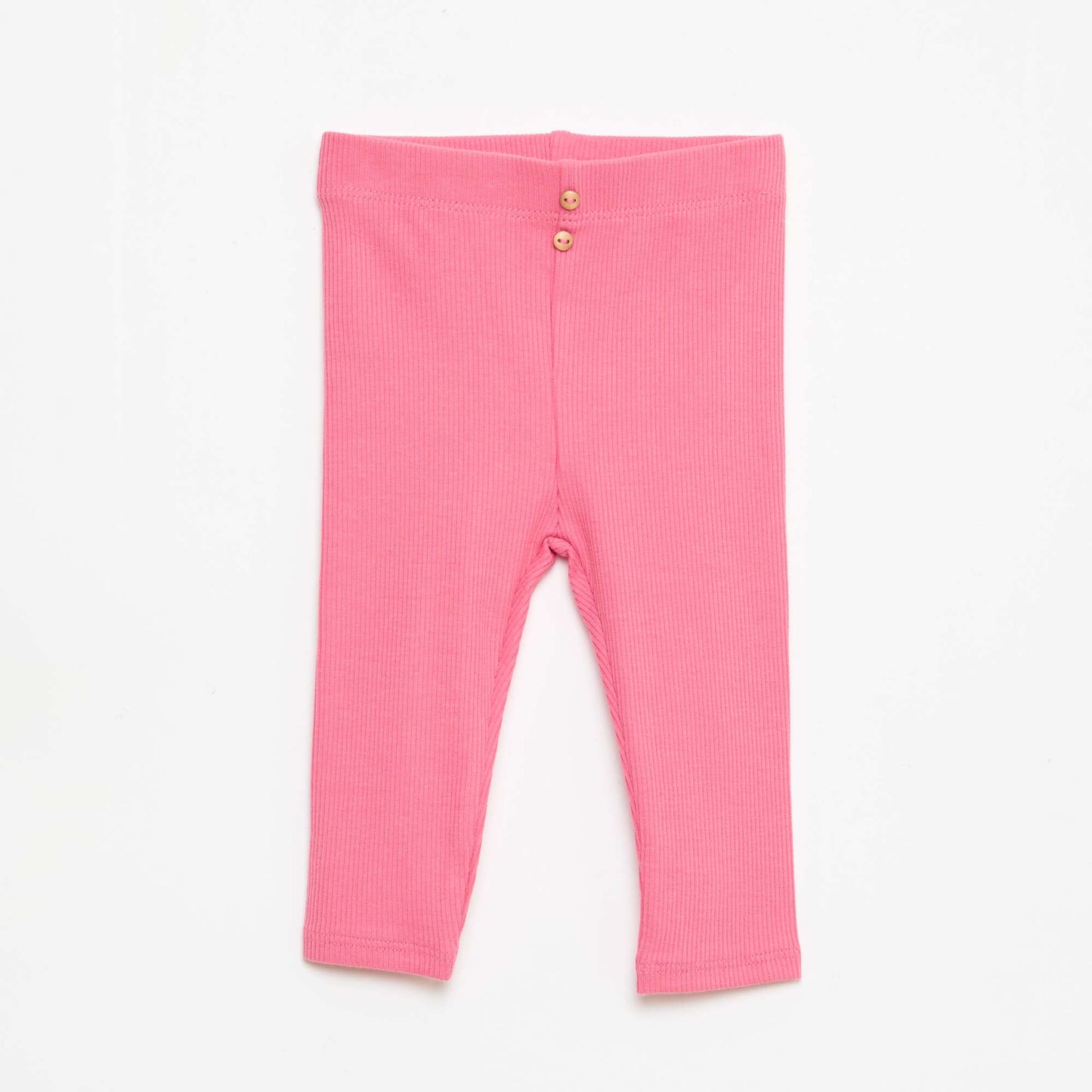 Ribbed Leggings with Buttons FUCHSIA