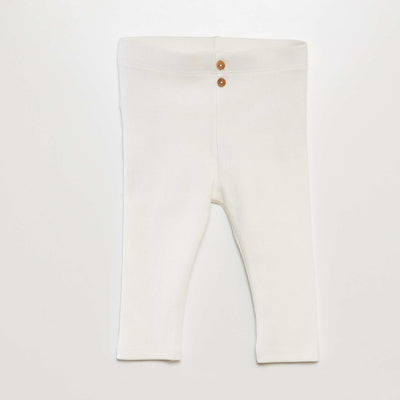 Ribbed leggings with buttons WHITE