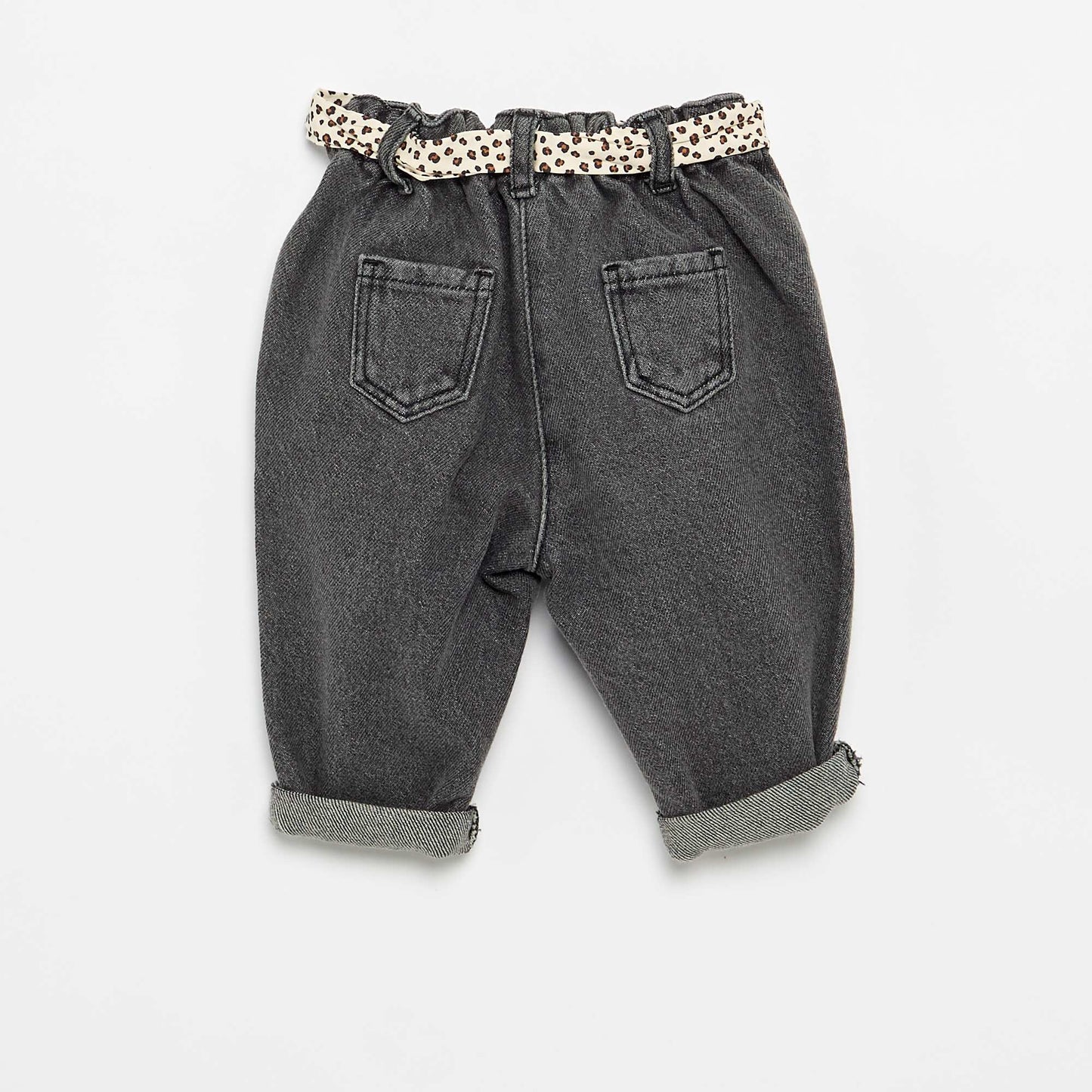 Paperbag jeans with patterned belt WHITE