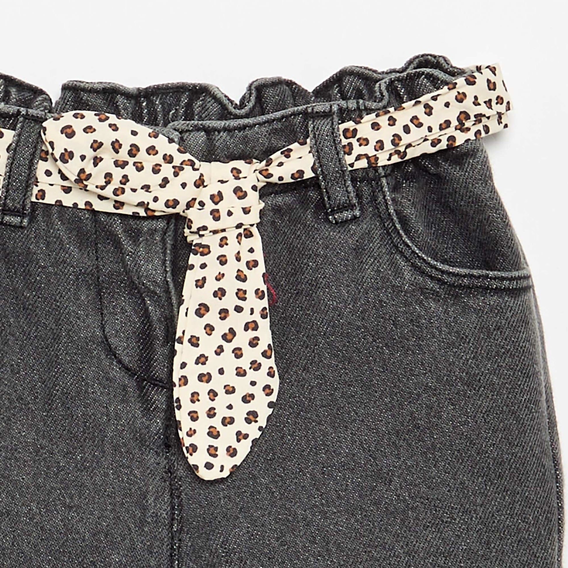 Paperbag jeans with patterned belt WHITE