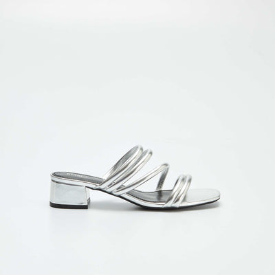 Faux leather mules with heels GREY