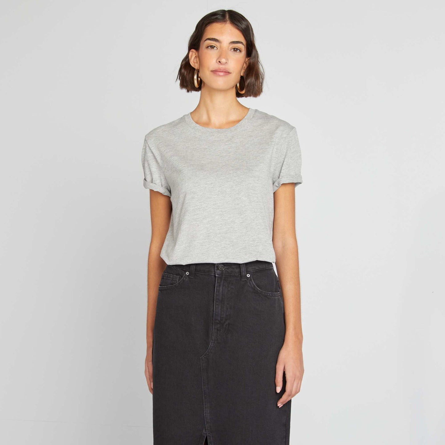 Short-sleeved jersey T-shirt GREY