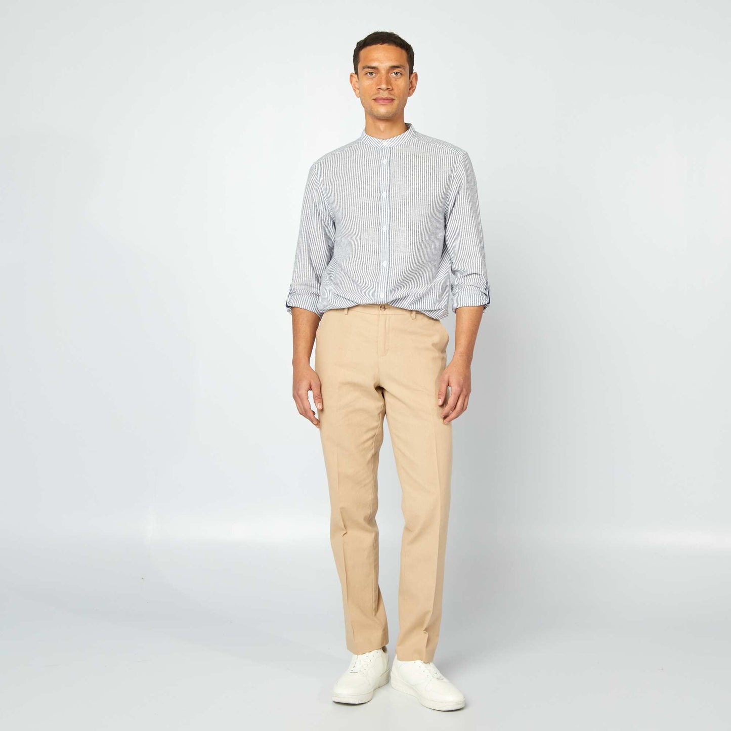 Slim-fit linen-blend trousers BEIGE