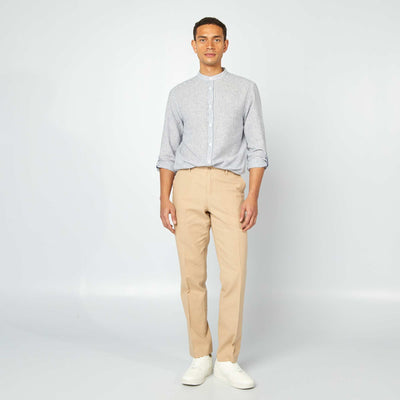 Slim-fit linen-blend trousers BEIGE