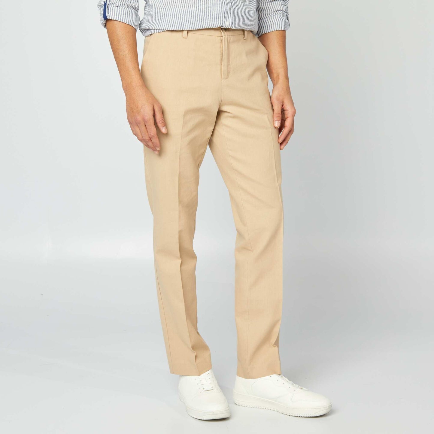 Slim-fit linen-blend trousers BEIGE