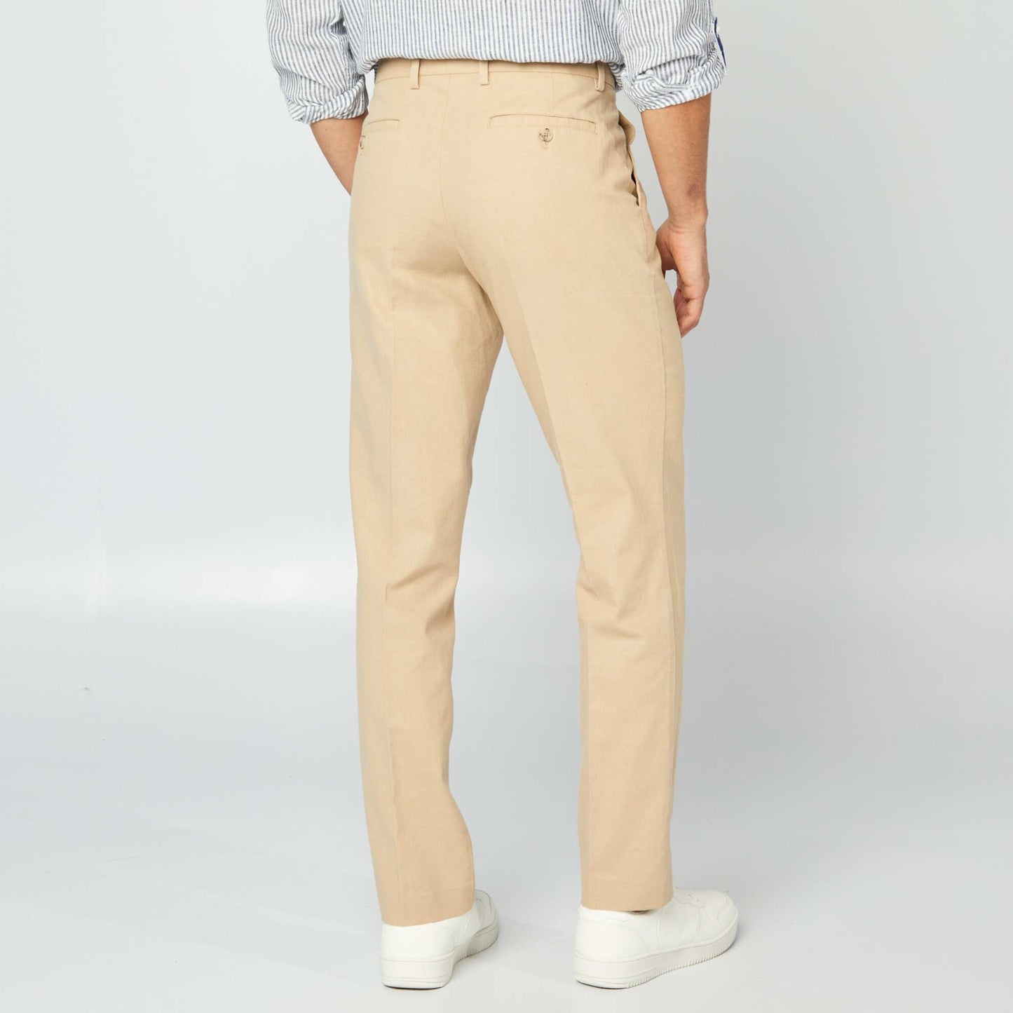 Slim-fit linen-blend trousers BEIGE
