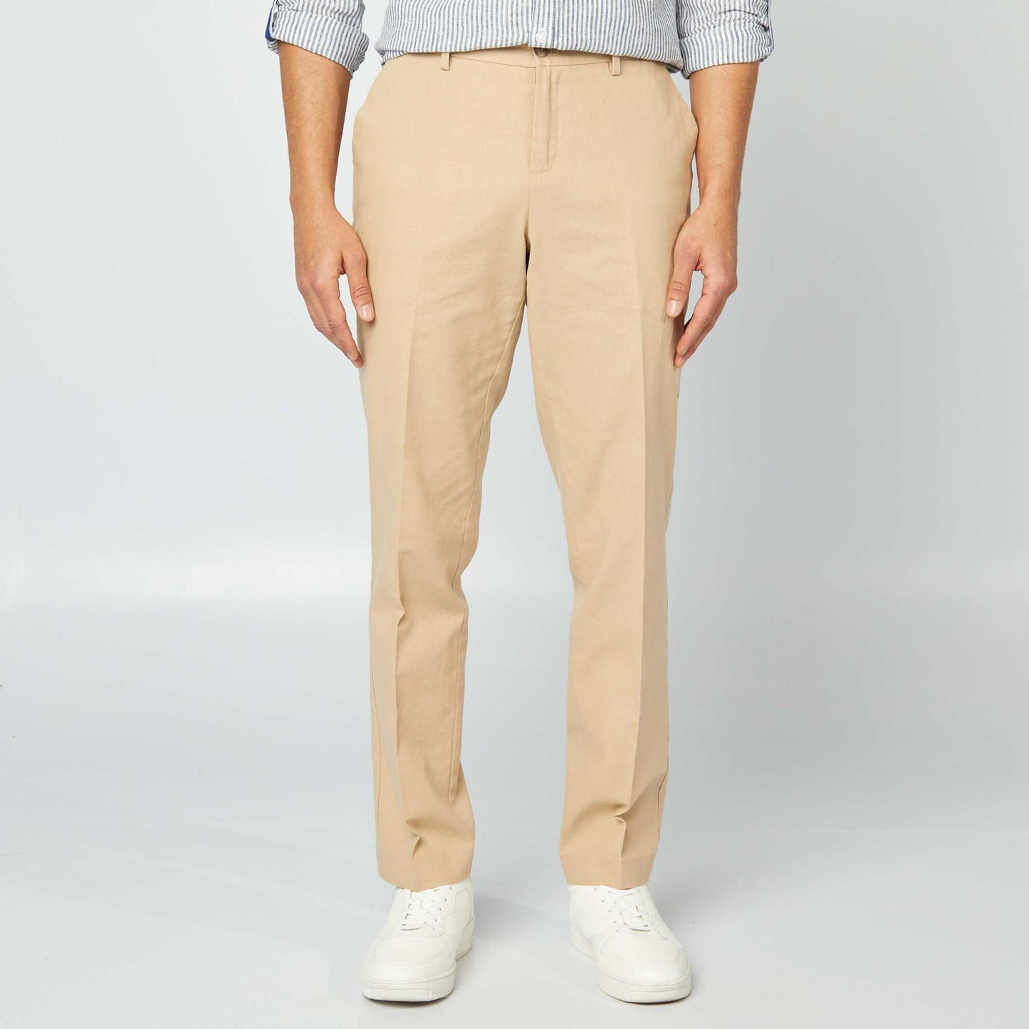 Slim-fit linen-blend trousers BEIGE