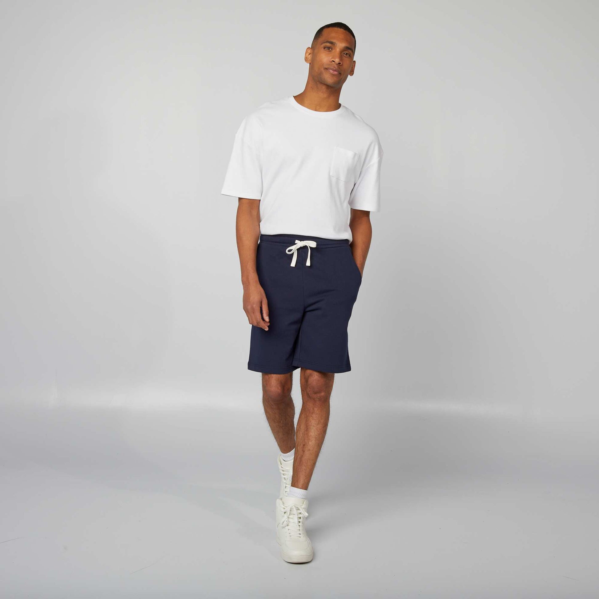 Lightweight fleece Bermuda shorts BLUE