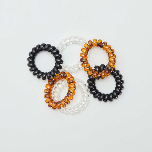 Pack of 6 coil hair ties BLACK