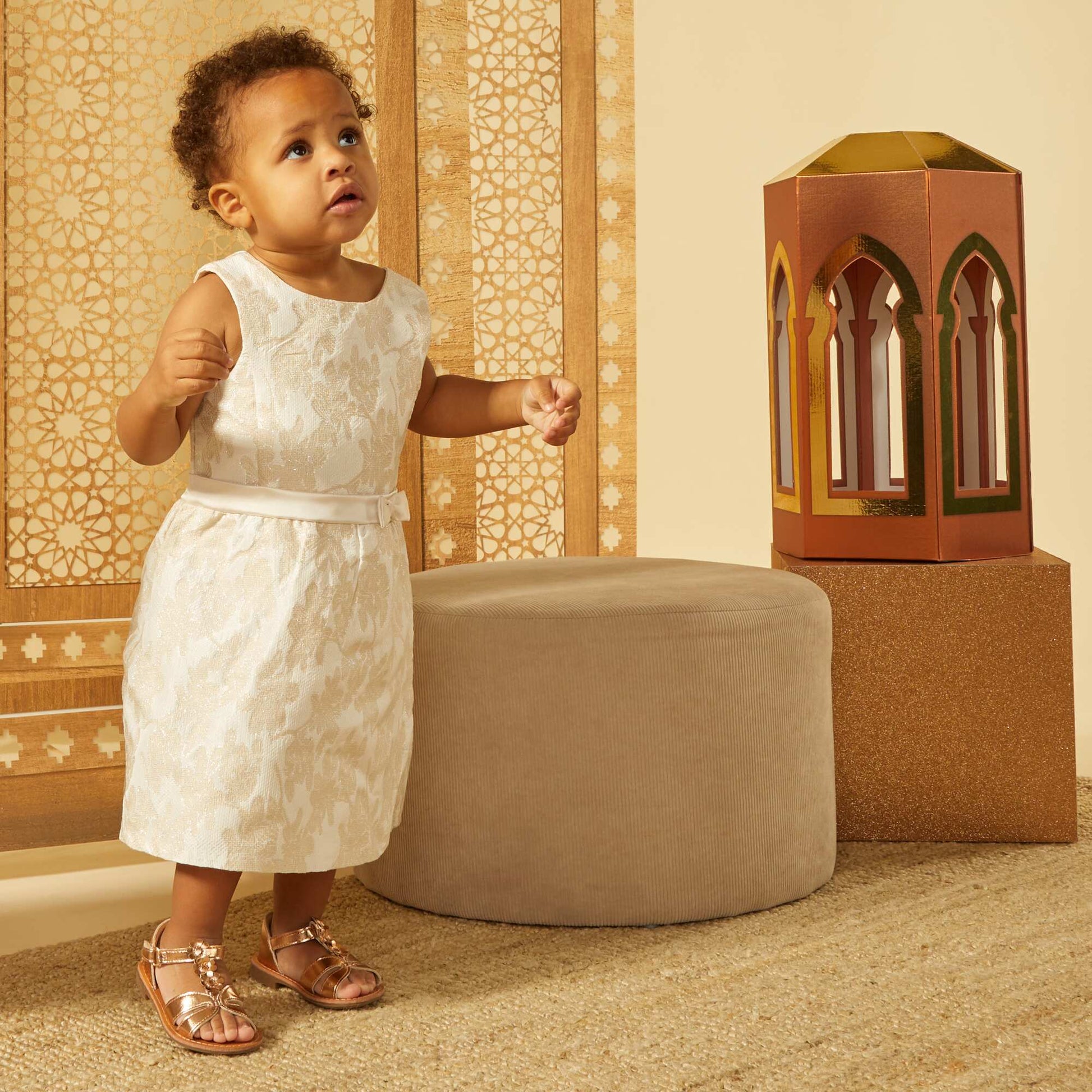 Shop Glitter Jacquard Party Dress White for Babies Online Kiabi UAE
