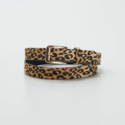 Skinny leopard print belt BROWN