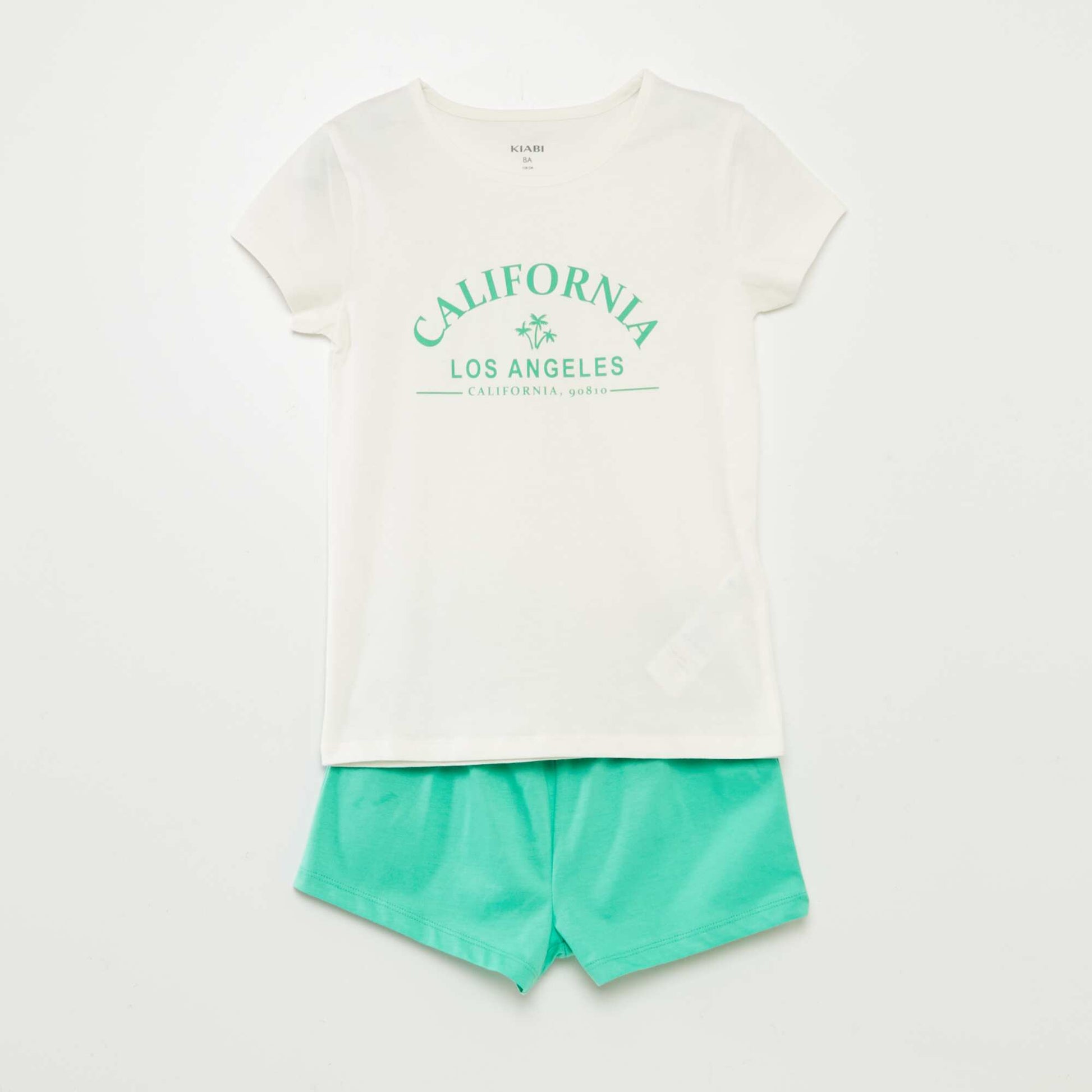 Shop T-Shirt Shorts Pyjama Set 2-Piece Set White for Kids