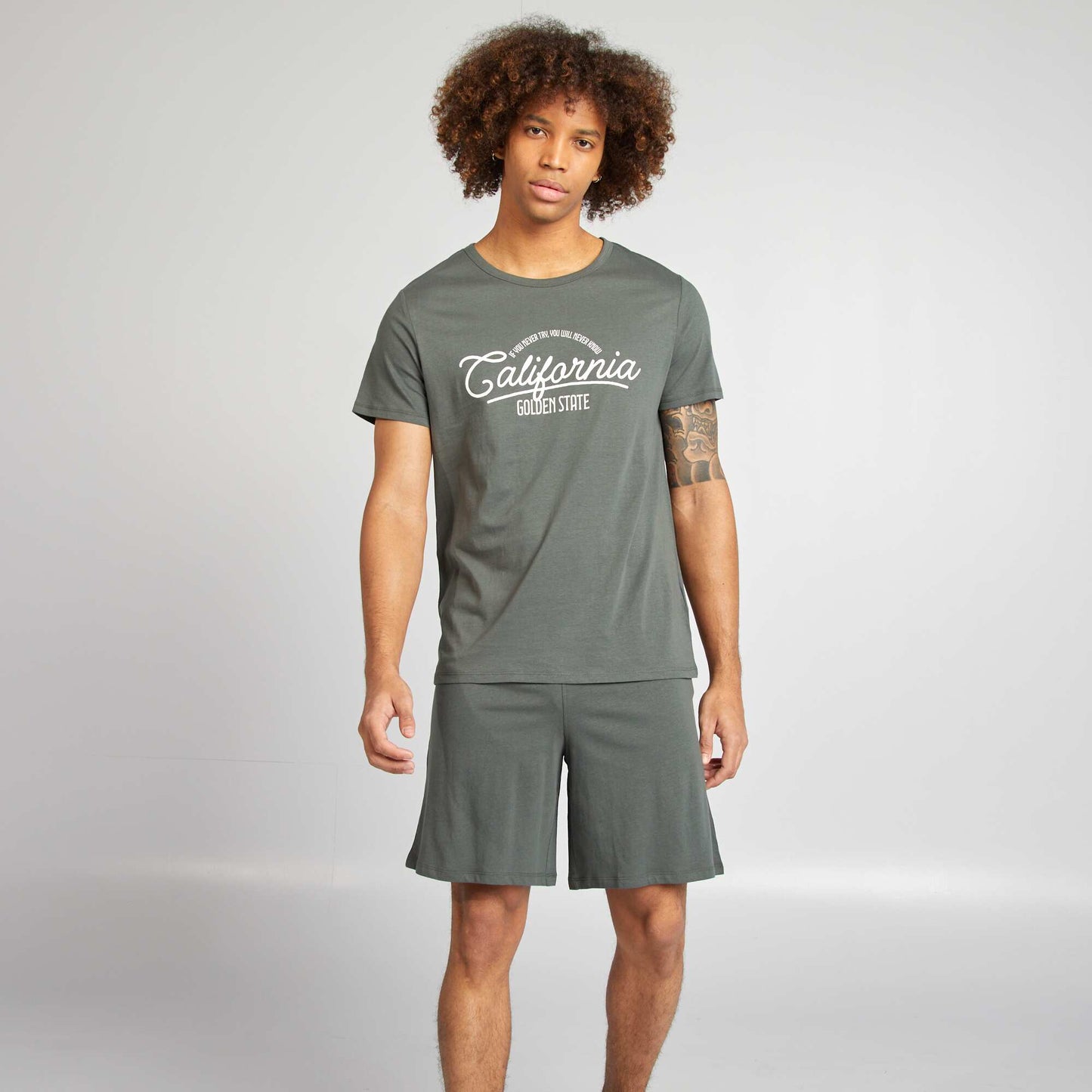 T-shirt and shorts pyjama set - 2-piece set GREEN