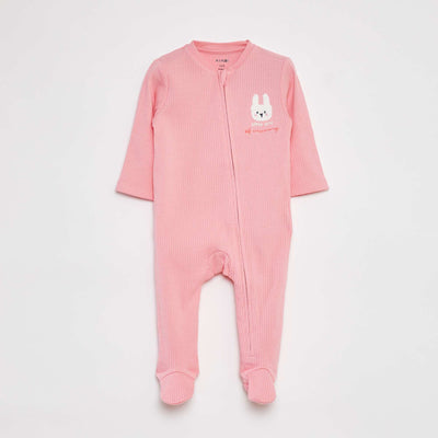 Lightweight ribbed sleepsuit PINK