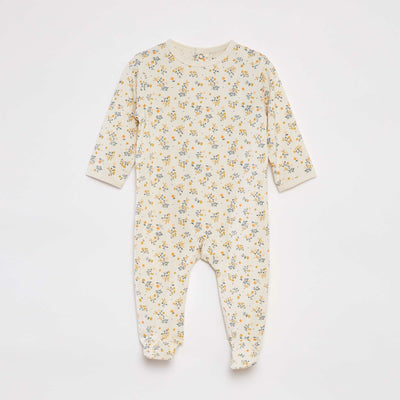 Patterned sleepsuit with feet WHITE