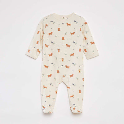 Patterned sleepsuit with feet WHITE