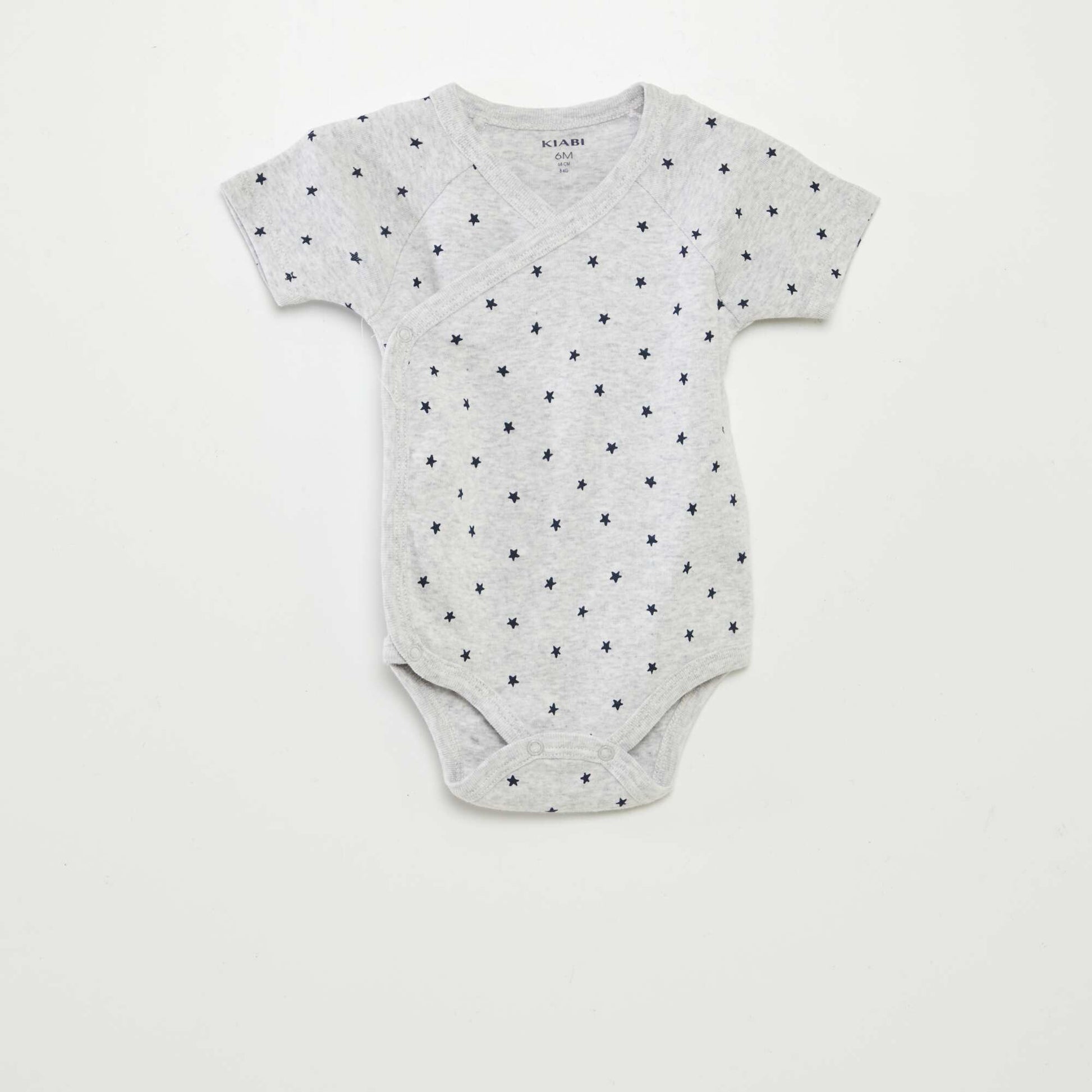 Shop Pack Of Bodysuits With Crossover Collar Grey for Babies