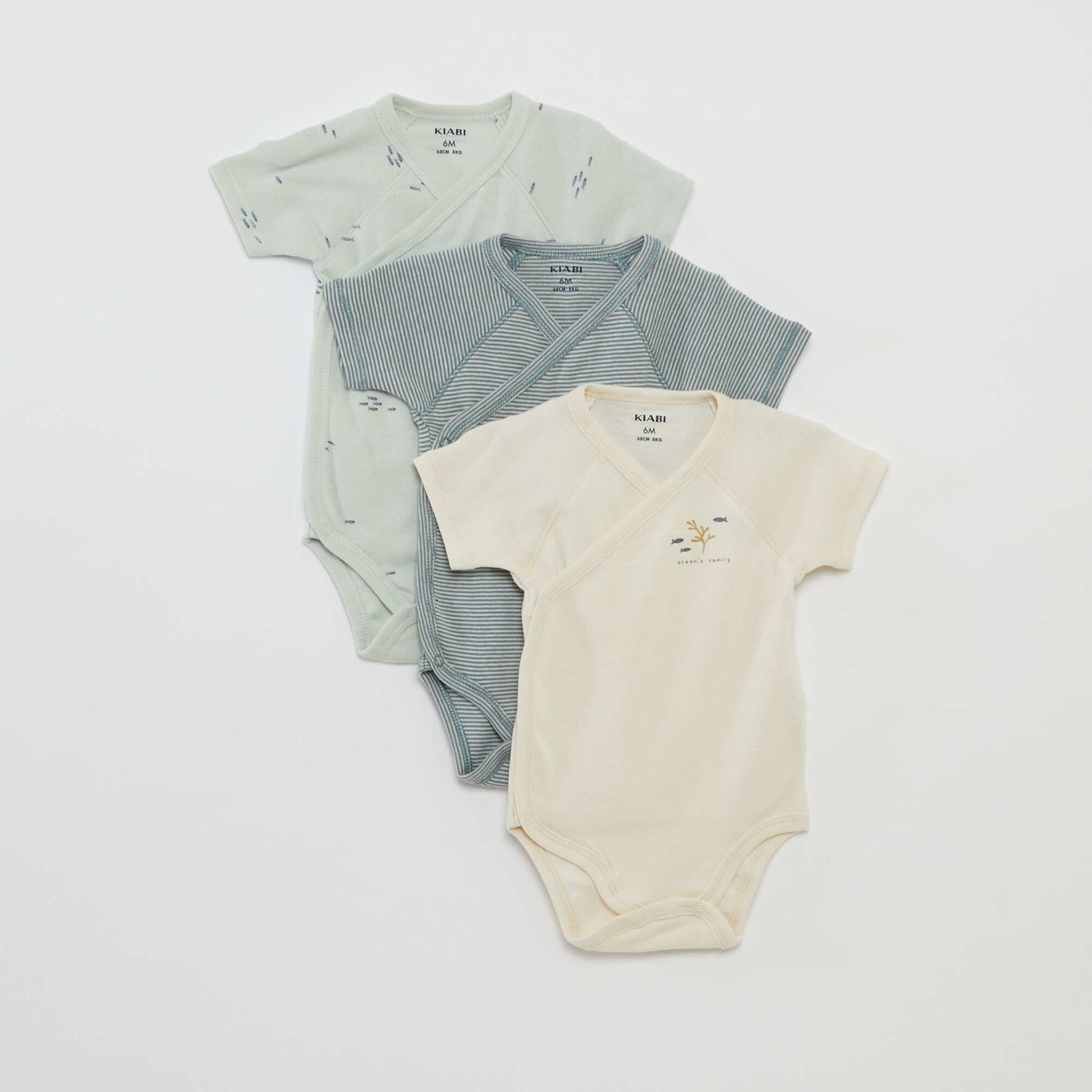 Shop Pack Of Bodysuits With Crossover Collar Blue for Baby