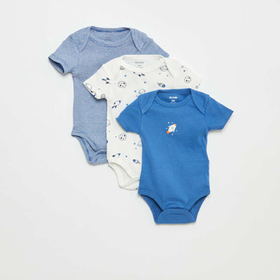 Printed cotton bodysuits - Pack of 3 WHITE