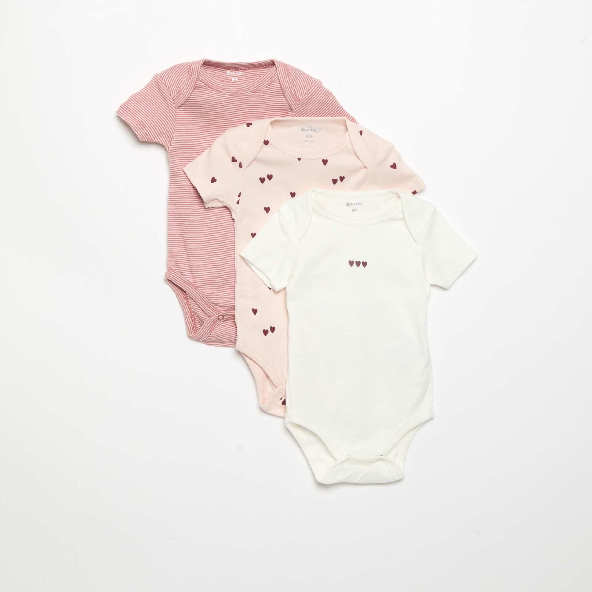 Printed cotton bodysuits - Pack of 3 PINK