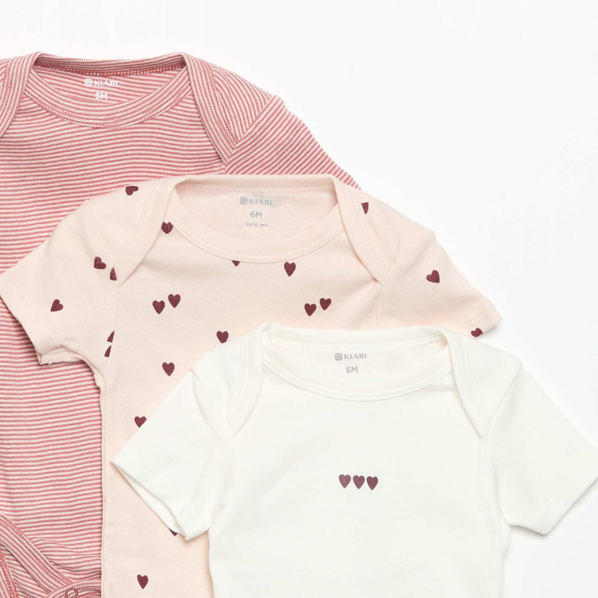 Printed cotton bodysuits - Pack of 3 PINK