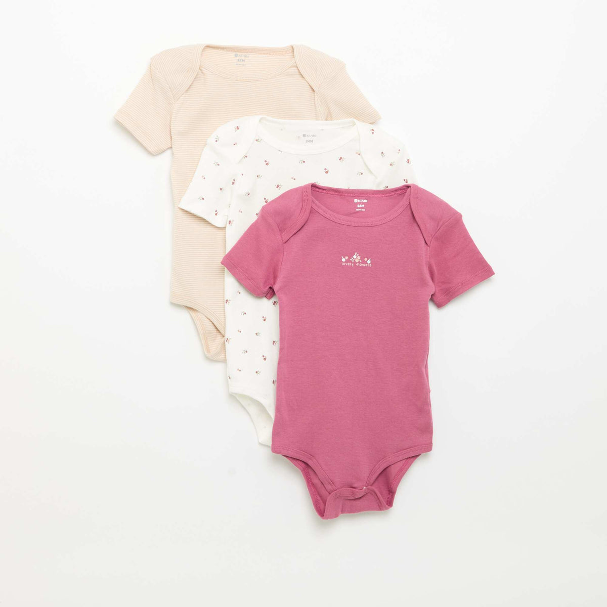 Printed cotton bodysuits - Pack of 3 WHITE