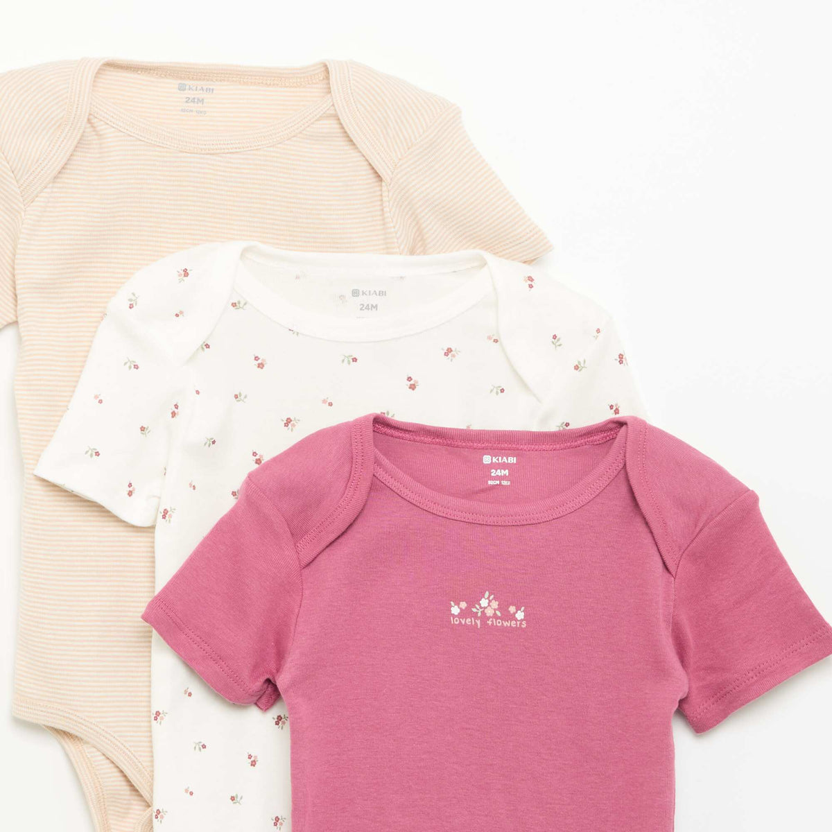 Printed cotton bodysuits - Pack of 3 WHITE
