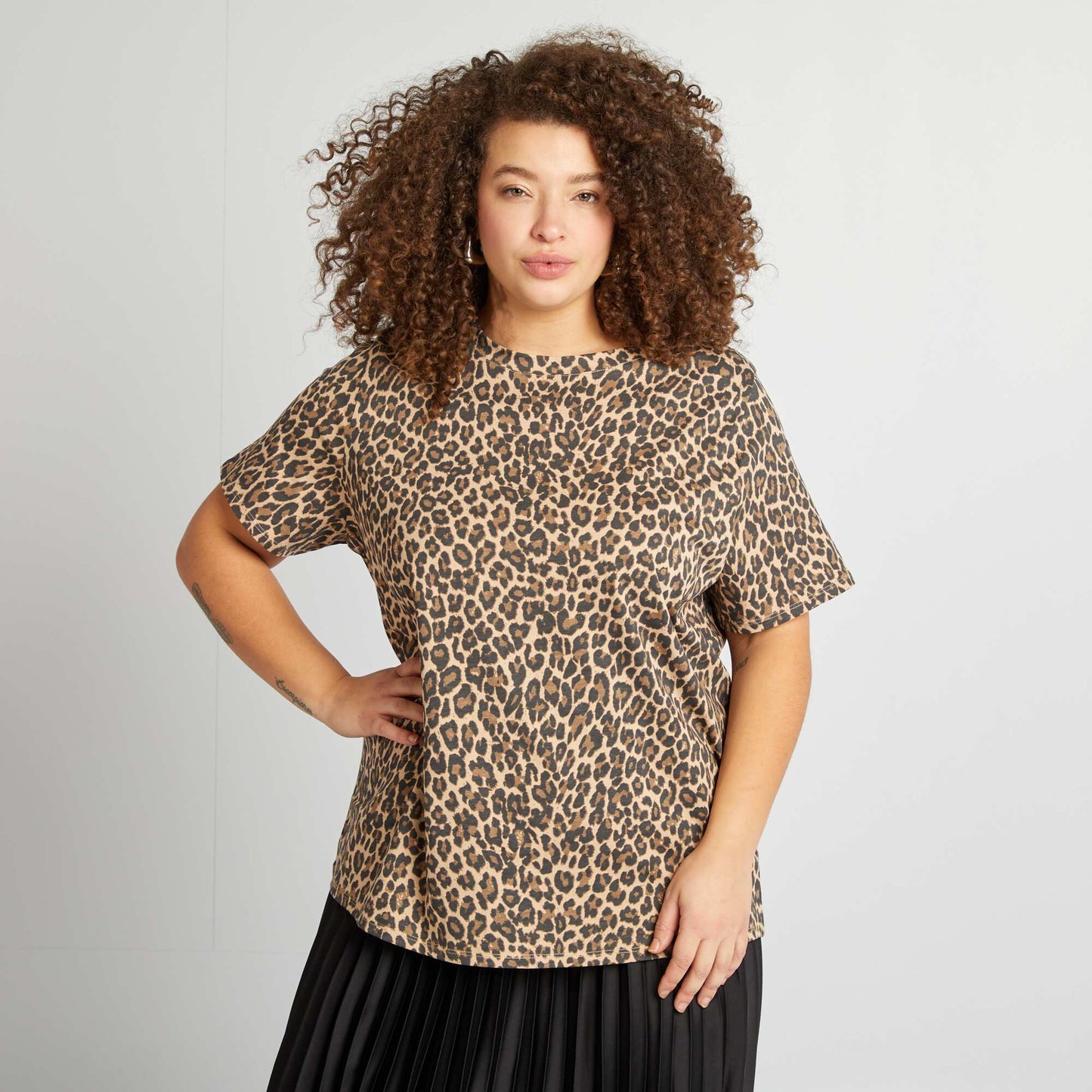 Short-sleeved printed T-shirt BEIGE